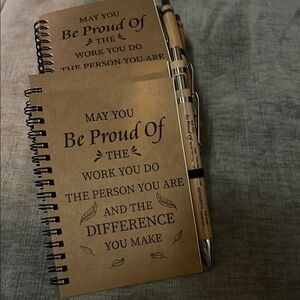 Notebook Inspirational Brown
 Spiral with Pen Set- 5 notebook bundle